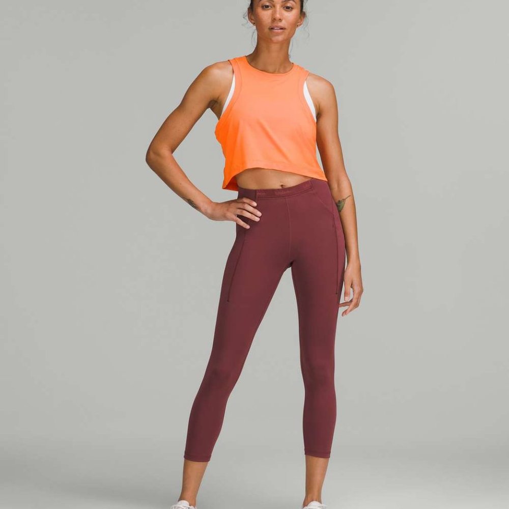 Lululemon Open-Back Cropped Training Tank Top - Orange Soda Size 6
